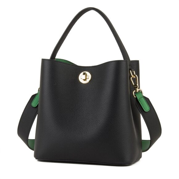 Handbags - 7828 Leather Bucket Tote Bag , Small Crossbody Bag and Trendy Shoulder Bag